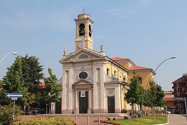 La Chiesa dei Santi Gervasio e Protasio in Piazza Maggiolini a Parabiago, in provincia di Milano, dove sono stati celebrati i funerali di Simona Forelli