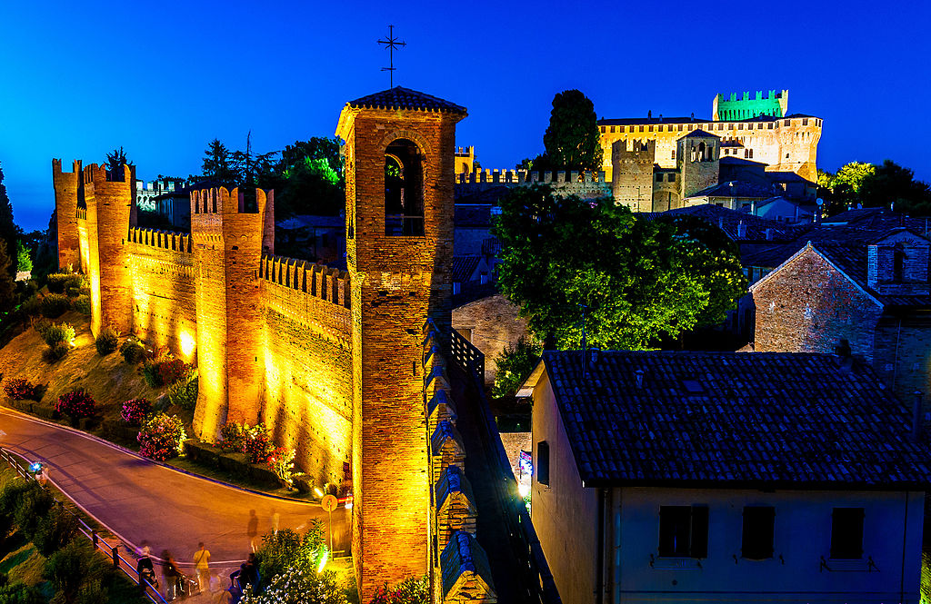 Uno scorcio dall'alto della Rocca Medievale di Gradara in provincia di Pesaro e Urbino